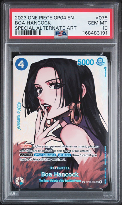 2023 ONE PIECE OP04 EN BOA HANCOCK KINGDOMS OF INTRIGUE SP OP01-078 PSA 10
