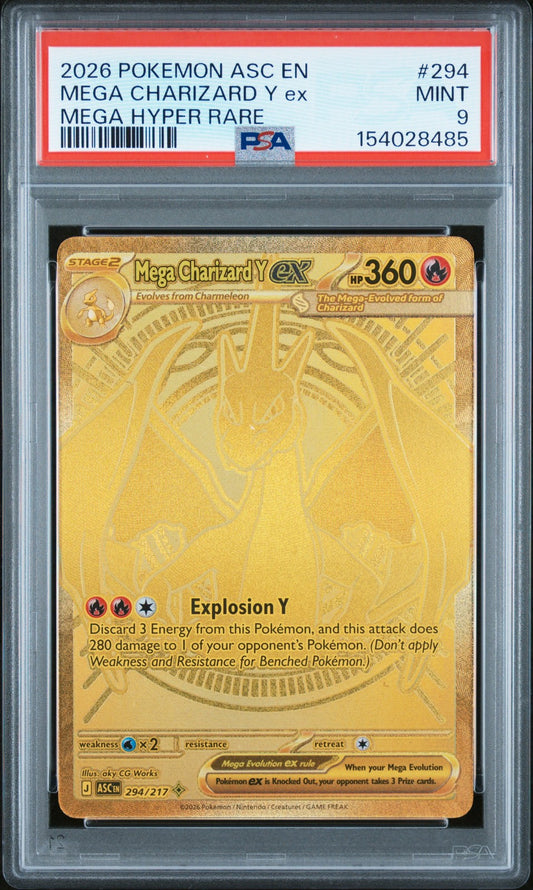 2026 POKEMON ASC EN-ASCENDED HEROES MEGA HYPER RARE MEGA CHARIZARD Y EX PSA 9 #2