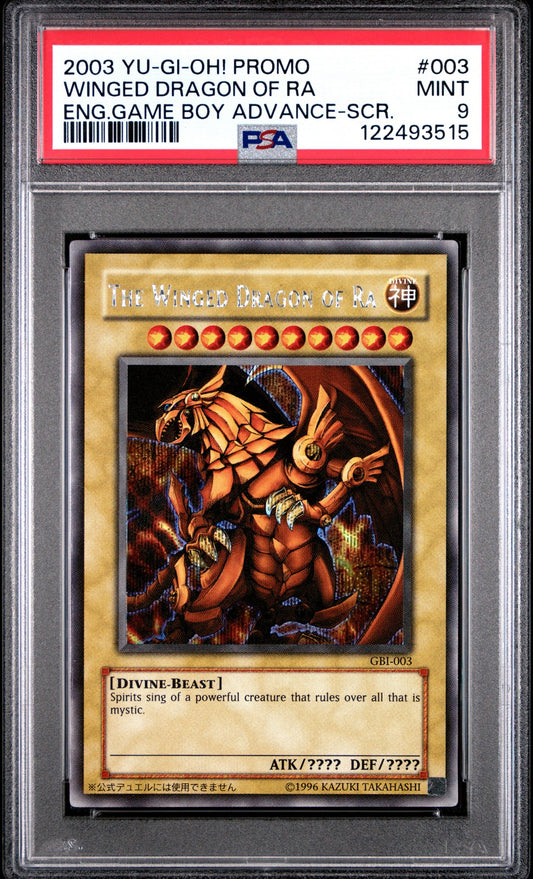 PSA 9 Winged Dragon of Ra GBI-003 Secret Rare Promo YuGiOh English Holo