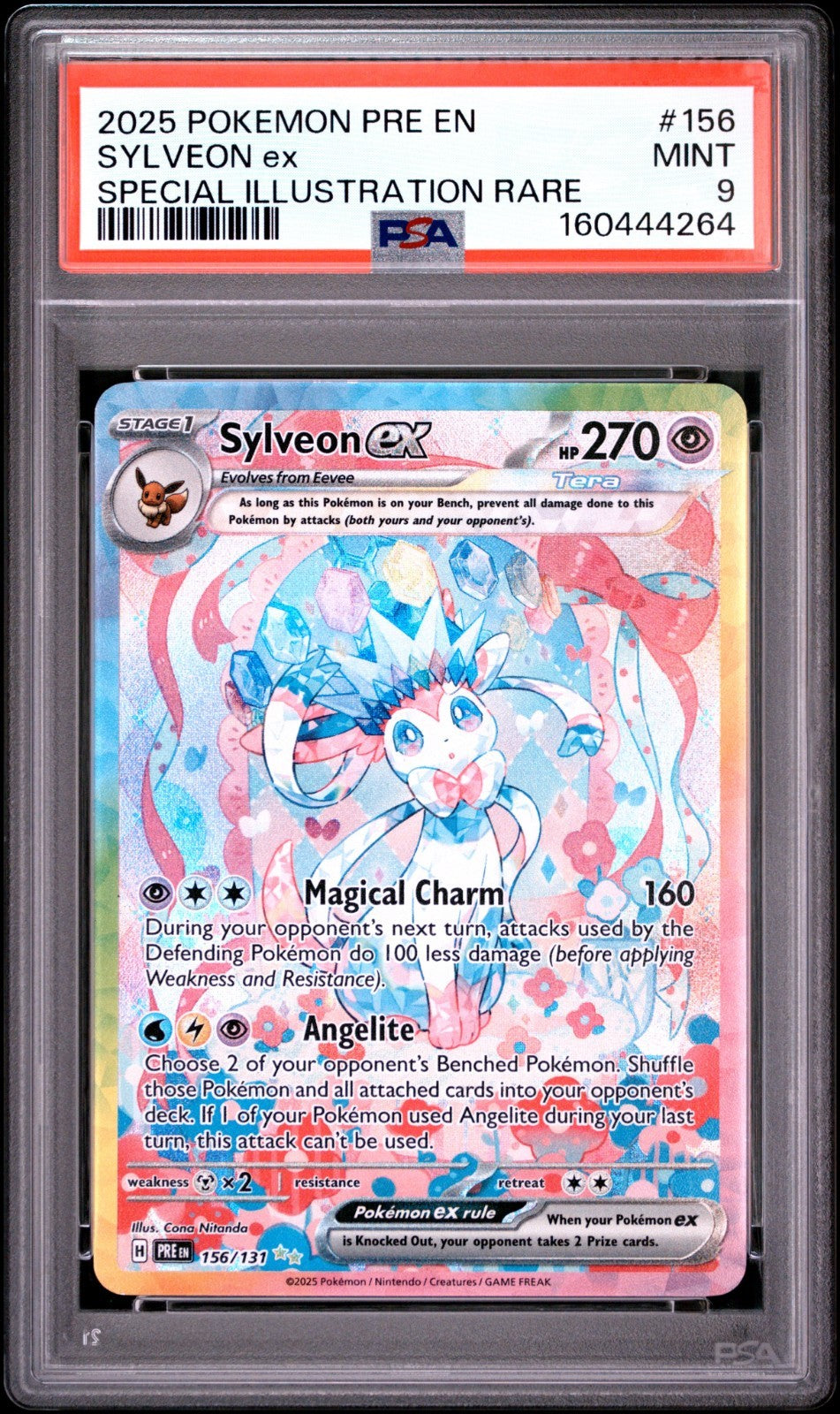 2025 Pokemon Prismatic Evolutions Sylveon ex #156 PSA 9