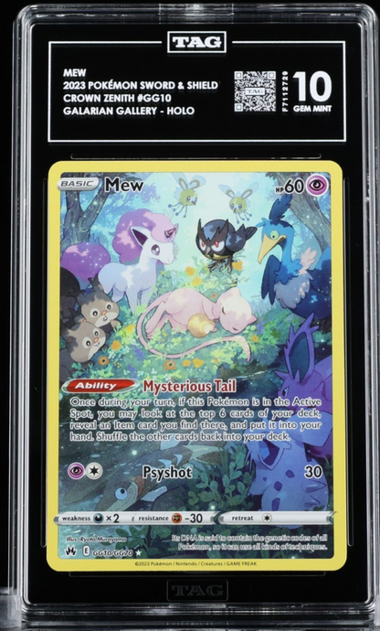 TAG 10 Graded Pokemon TCG Mew GG10/GG70 Crown Zenith Galarian Gallery Holo
