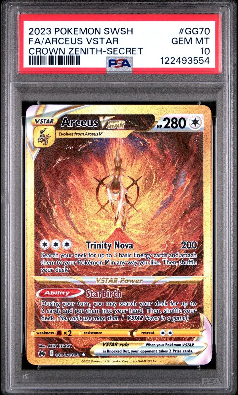 Pokemon Arceus VSTAR GG70 Crown Zenith English Gold PSA 10