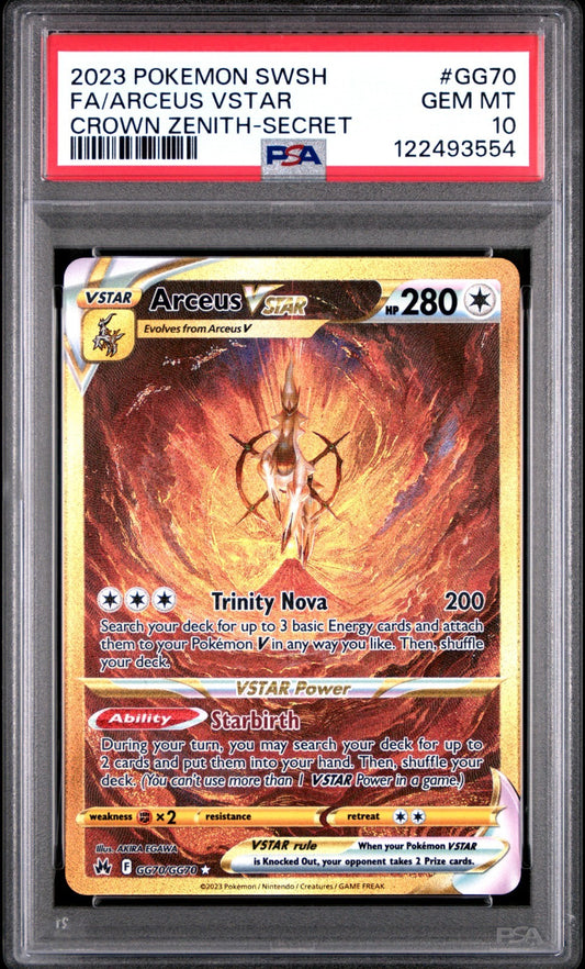 Pokemon Arceus VSTAR GG70 Crown Zenith English Gold PSA 10