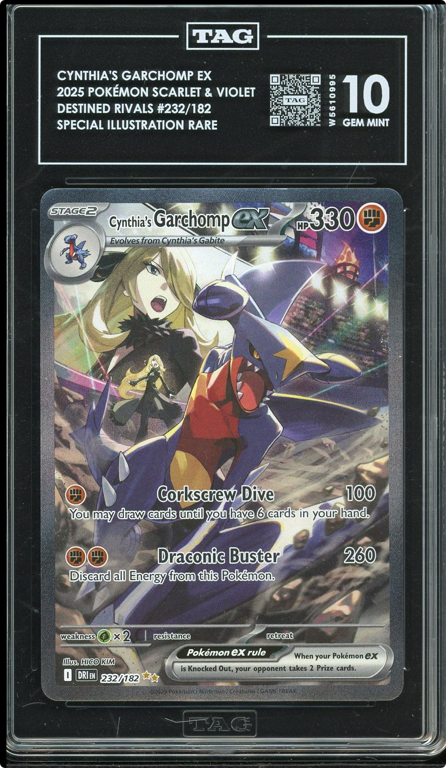 Pokemon TCG Cynthia's Garchomp ex SV10 Destined Rivals SIR Holo 232/182 TAG 10