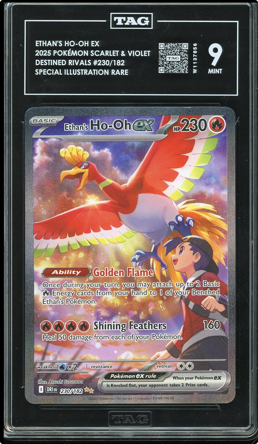 2025 Pokemon Ethan's Ho-Oh ex 230/182 Sv10: Destined Rivals Holo TAG 9