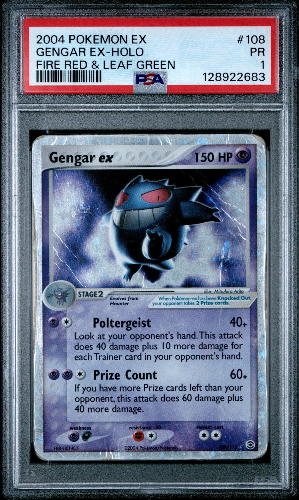 2004 Pokemon Fire Red Leaf Green PSA 1 Gengar EX Holo #108 Poor PR