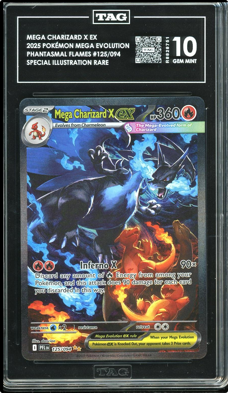 Mega Charizard X ex TAG 10 125/094 SIR Phantasmal Flames Pokemon