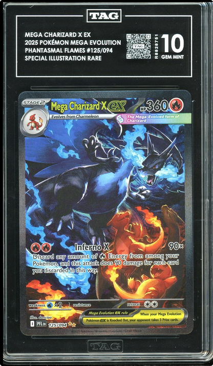 Mega Charizard X ex TAG 10 125/094 SIR Phantasmal Flames Pokemon
