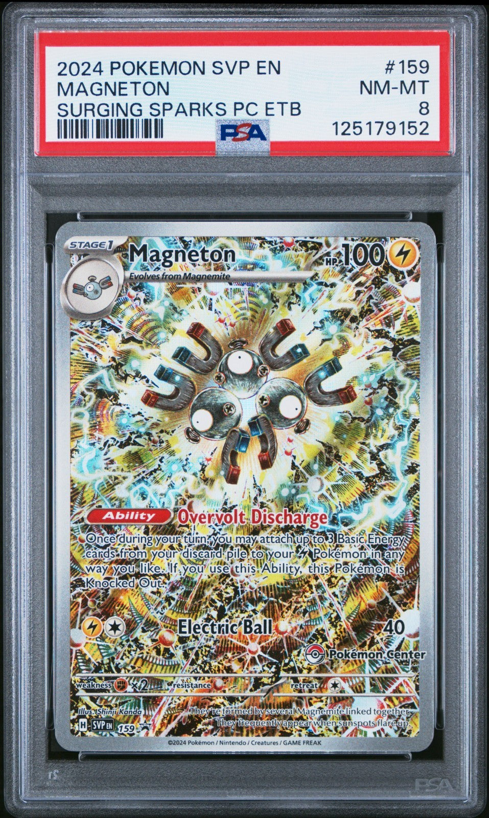 Pokemon Surging Sparks Magneton 159 Pokemon Center PSA 8 Mint