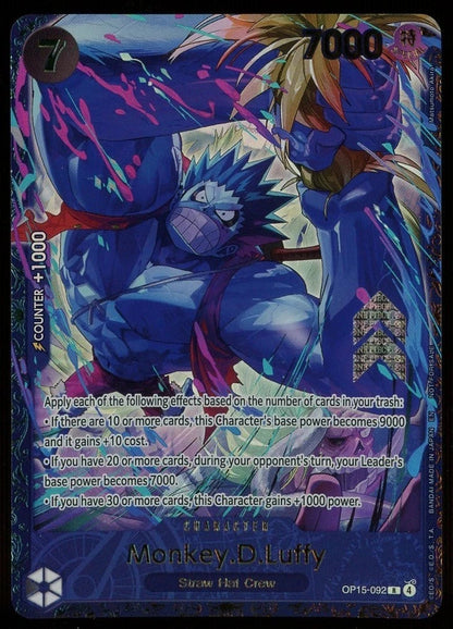 2026 ONE PIECE MONKEY D LUFFY TREASURE CUP TOP 64 PRIZE CARD OP05 092 NM