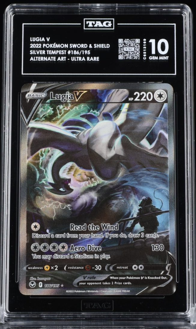 2022 Pokemon SWSH Silver Tempest 186/195 Lugia V Alt Art Ultra Rare TAG 10