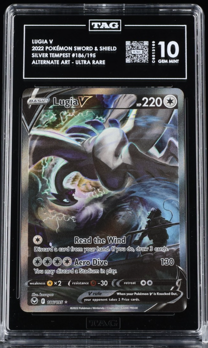 2022 Pokemon SWSH Silver Tempest 186/195 Lugia V Alt Art Ultra Rare TAG 10