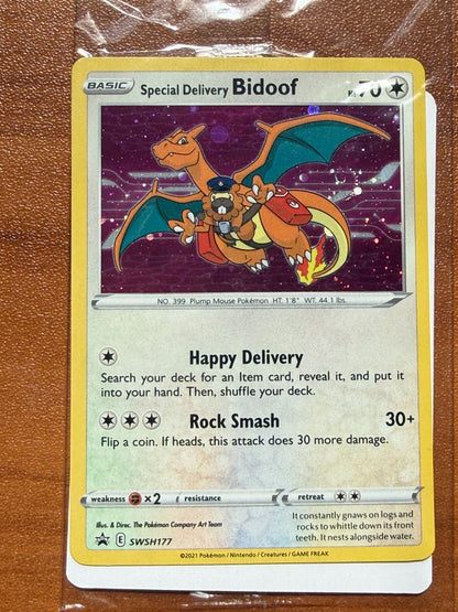 Pokemon Special Delivery Bidoof #SWSH177 Holo Black Star Promo FACTORY SEALED
