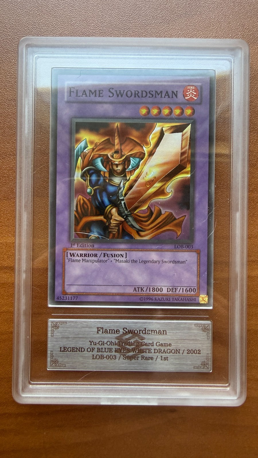 Flame Swordsman 1st Edition LOB-003 Legend of Blue Eyes AGS 8 Yu-Gi-Oh