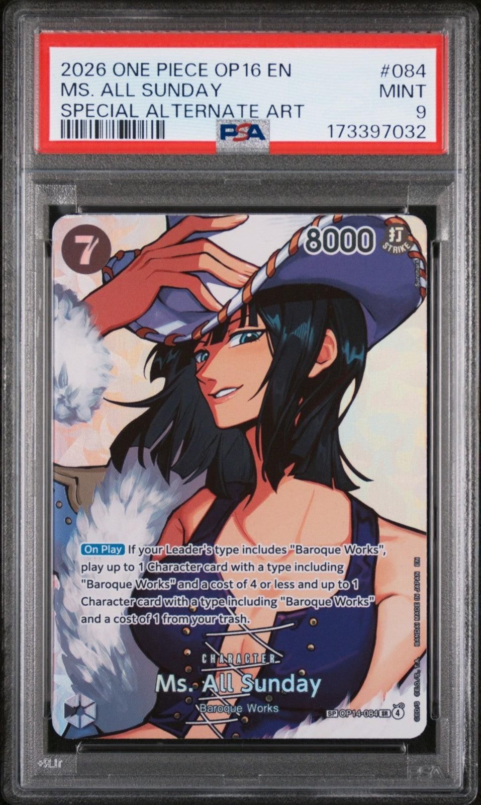 ONE PIECE TCG MS. ALL SUNDAY SP OP14-084 SR PSA 9