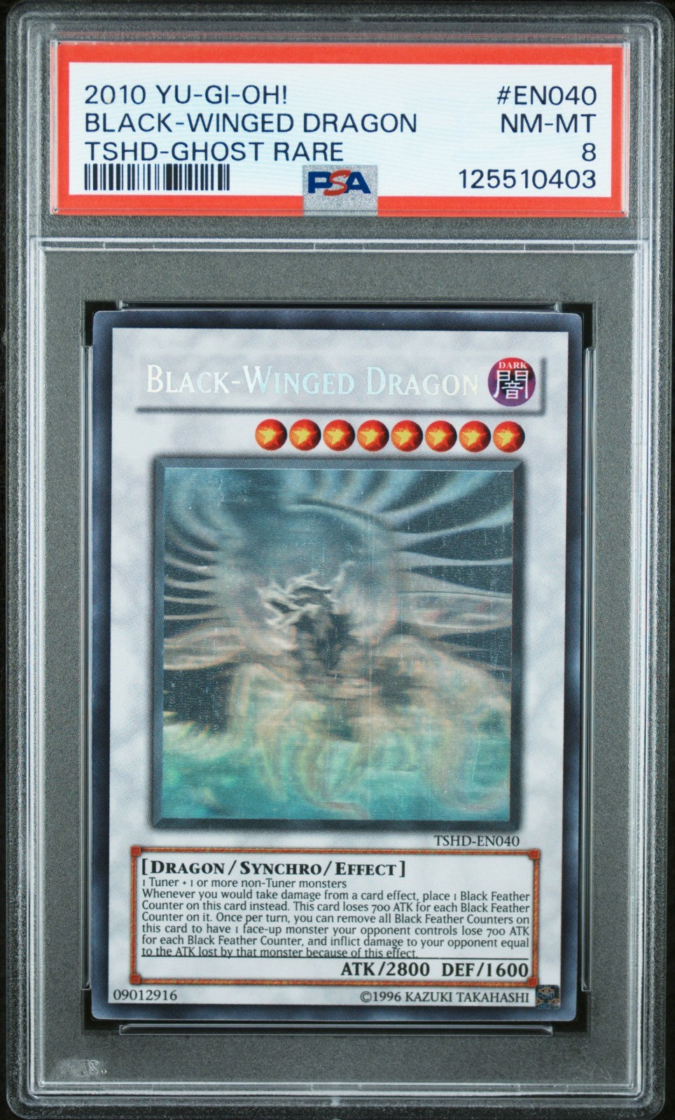 PSA 8  Black-Winged Dragon TSHD-EN040 Ghost Rare YuGiOh