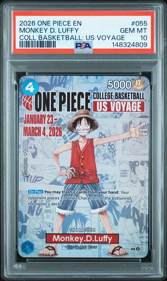 One Piece Monkey D. Luffy 2026 College Basketball US Voyage #055 English PSA 10