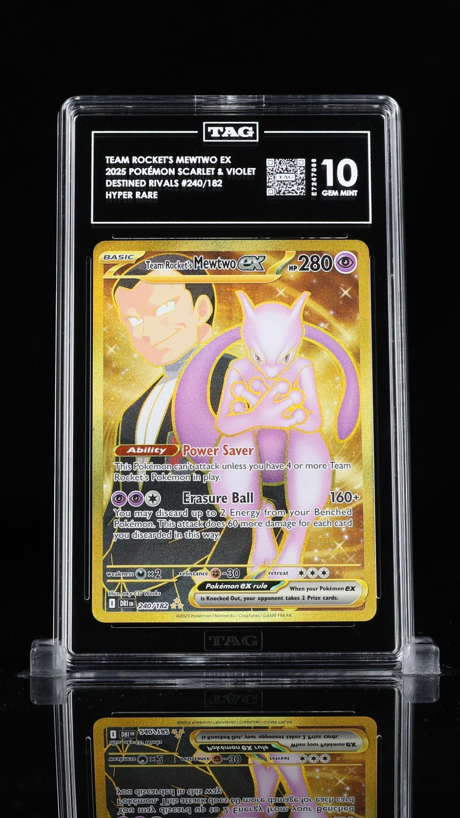 Pokemon PSA 10 Team Rocket's Mewtwo ex 240/182 Sv10: Destined Rivals Holo