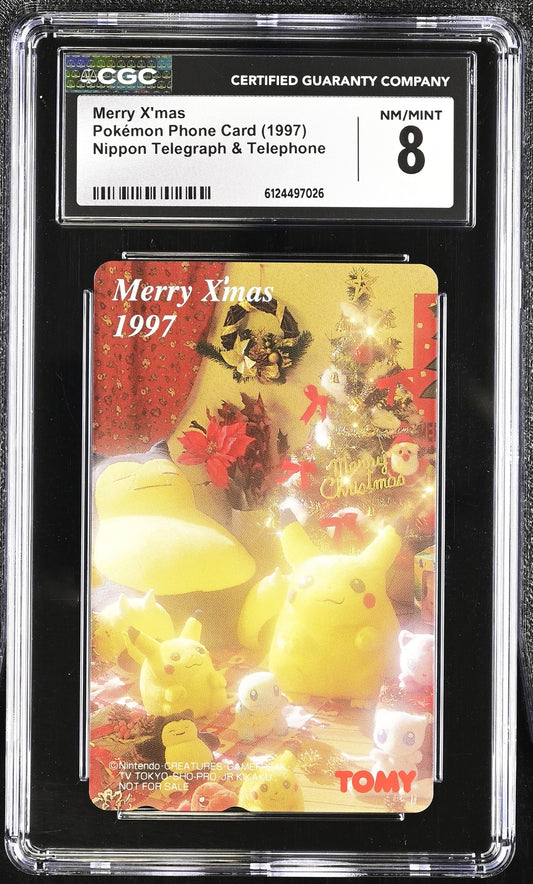 1997 Pokemon Phone Card Merry X'Mas Tomy Pikachu & Snorlax Mew Squirtle CGC 8
