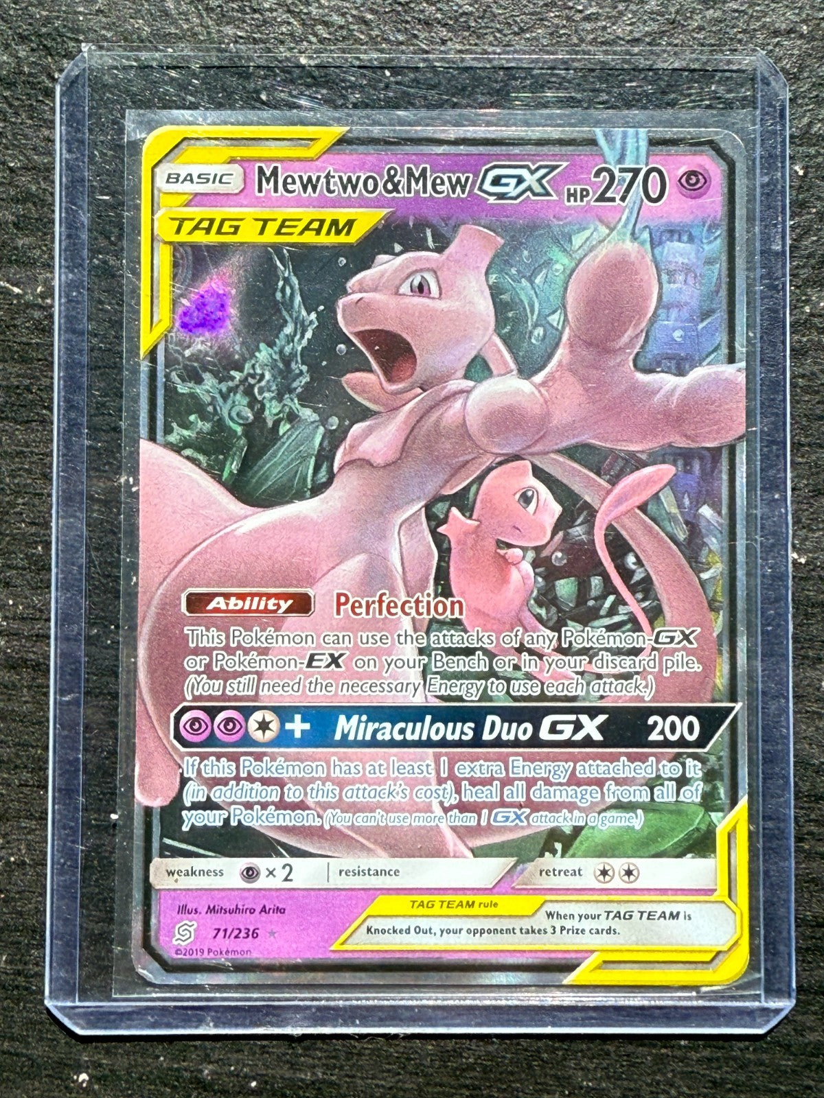 Mewtwo & Mew GX 71/236 Tag Team Ultra Rare Unified Minds Pokemon Card NM