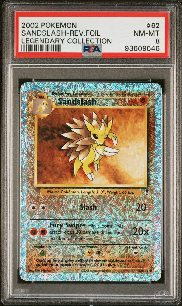2002 POKEMON LEGENDARY COLLECTION #62 SANDSLASH-REVERSE FOIL PSA 8