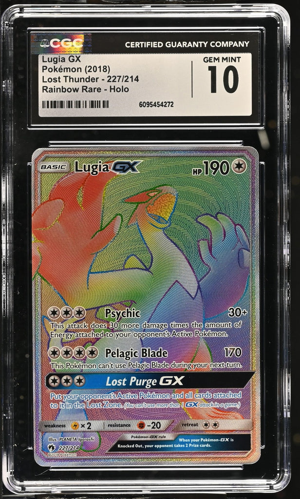 Pokemon Rainbow Lugia GX 227/214 Lost Thunder CGC 10