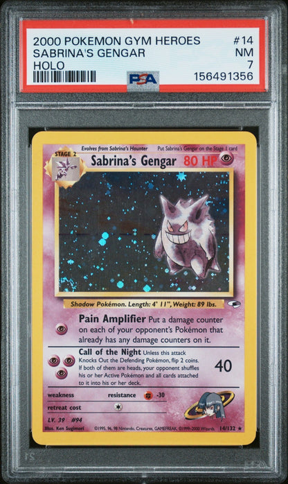 SABRINA'S GENGAR 2000 POKEMON GYM HEROES HOLO #14/132 PSA 7