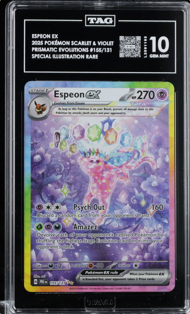 ESPEON EX 2025 POKEMON PRISMATIC EVOLUTIONS SIR #155/131 TAG 10
