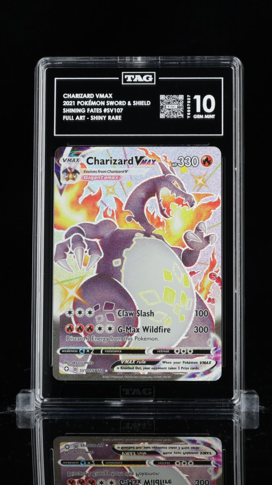 Pokemon Charizard VMAX Shining Fates Full Art SV107 TAG 10 Gem Mint