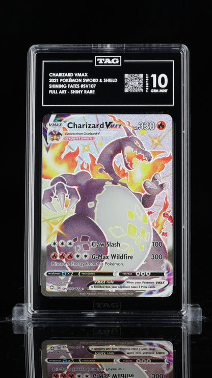 Pokemon Charizard VMAX Shining Fates Full Art SV107 TAG 10 Gem Mint