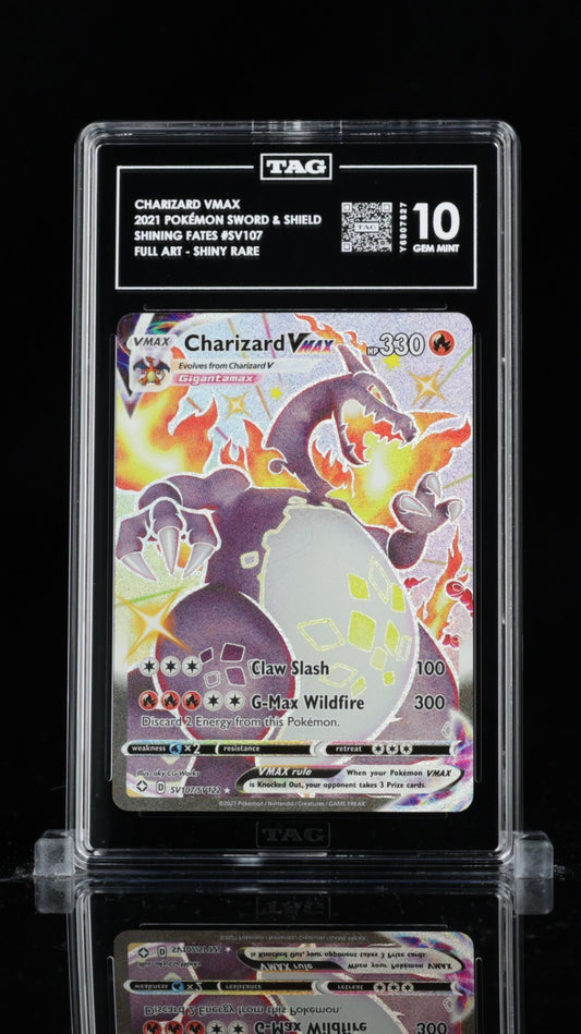 Pokemon Charizard VMAX Shining Fates Full Art SV107 TAG 10 Gem Mint