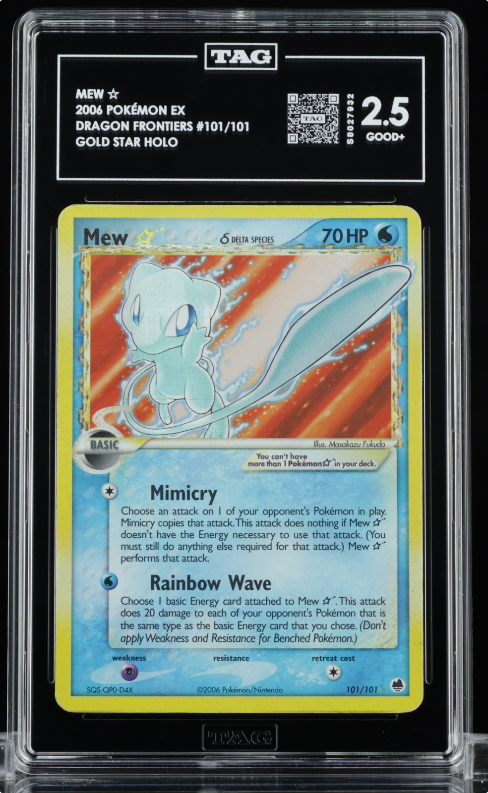2006 Pokemon Dragon Frontier #101/101 Mew Gold Star TAG 2