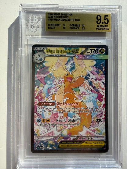Pokemon BGS 9.5 Mega Dragonite EX #290/217 Ascended Heroes SIR Foil 2026