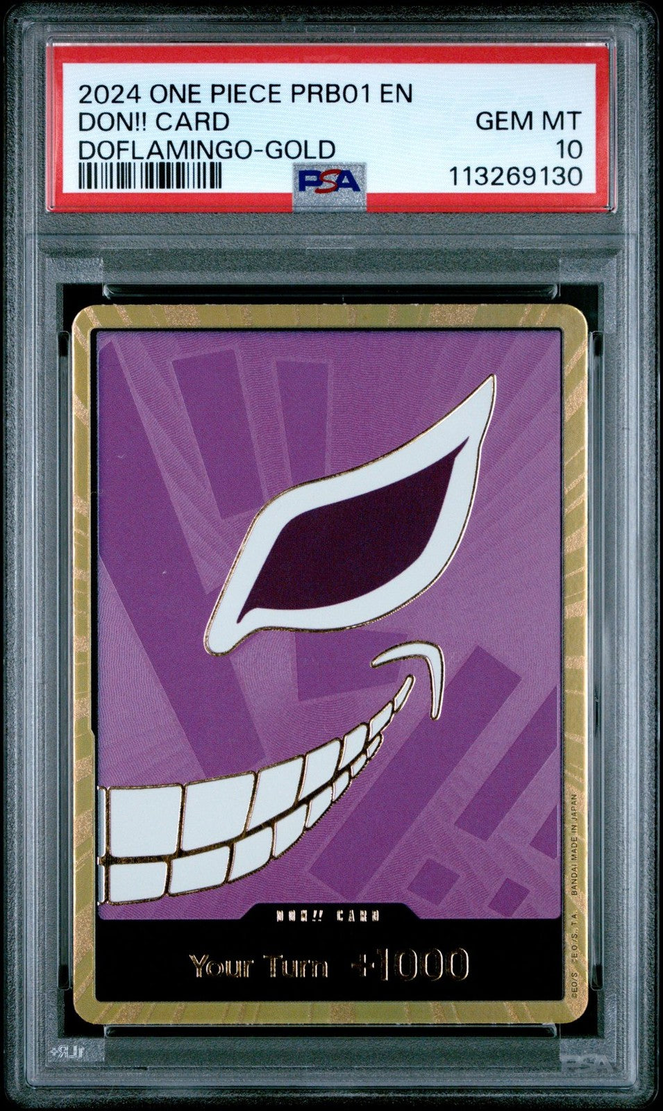 One Piece PRB01 - Donquixote Doflamingo Gold DON!! - PSA 10