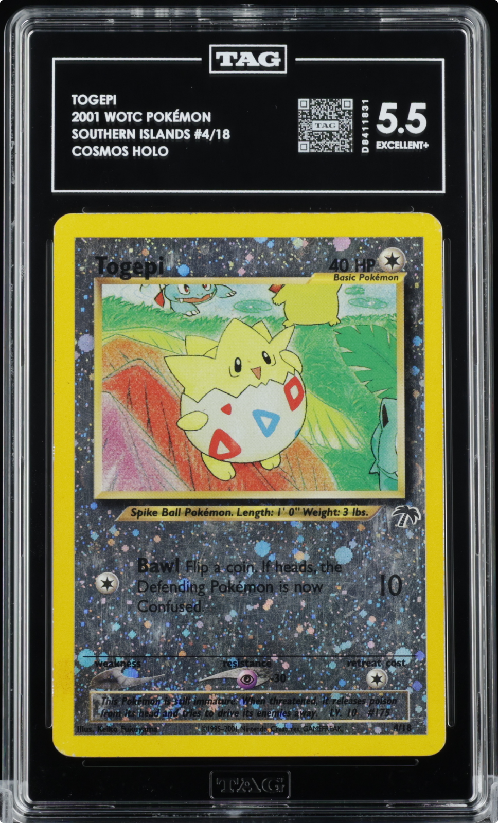 2001 POKEMON SOUTHERN ISLANDS PROMO #4 TOGEPI HOLO TAG 5.5 PSA