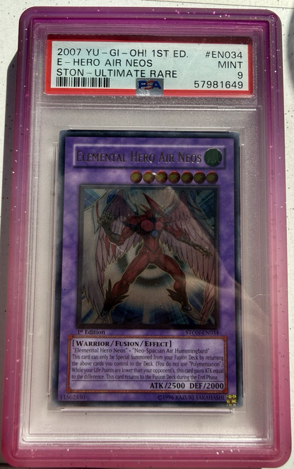 PSA 9 Yu-Gi-Oh Elemental Hero Air Neos STON-EN034 1st Edition Ultimate Rare