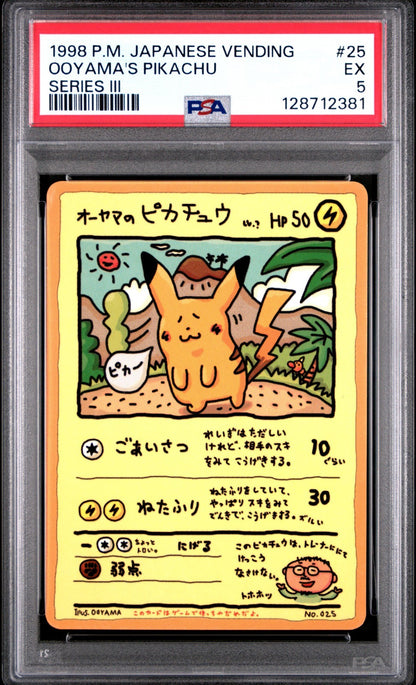 1998 POKEMON JPN VENDING SERIES III #25 OOYAMA'S PIKACHU PSA 5
