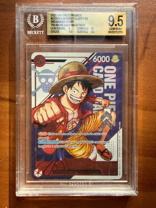 One Piece Monkey.D.Luffy - ST21-014 Treasure Pack 3rd Anniversary BGS 9.5