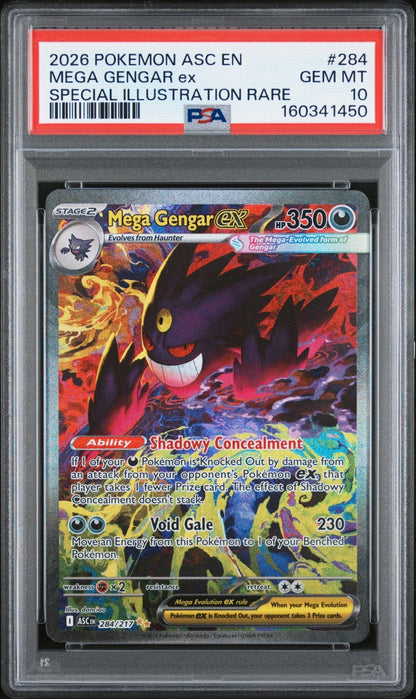 2026 POKEMON ASCENDED HEROES SPECIAL ILLUSTRATION RARE MEGA GENGAR 284 EX PSA 10