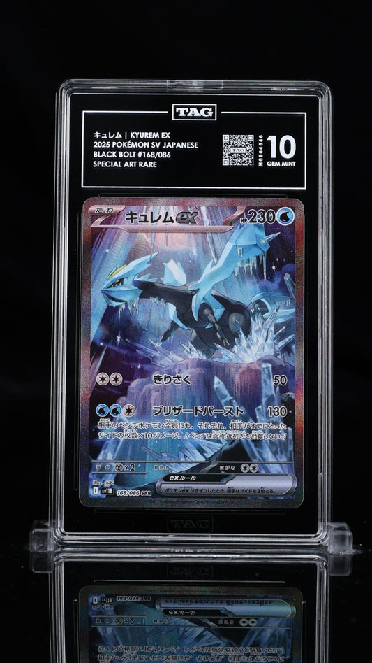 2025 POKEMON JAPANESE BLACK BOLT KYUREM EX SAR 168/086 TAG 10 GEM MINT