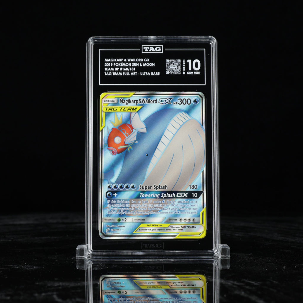 Pokemon Sun & Moon Magikarp & Wailord GX 160/181 Full Art Rare Holo Foil TAG 10