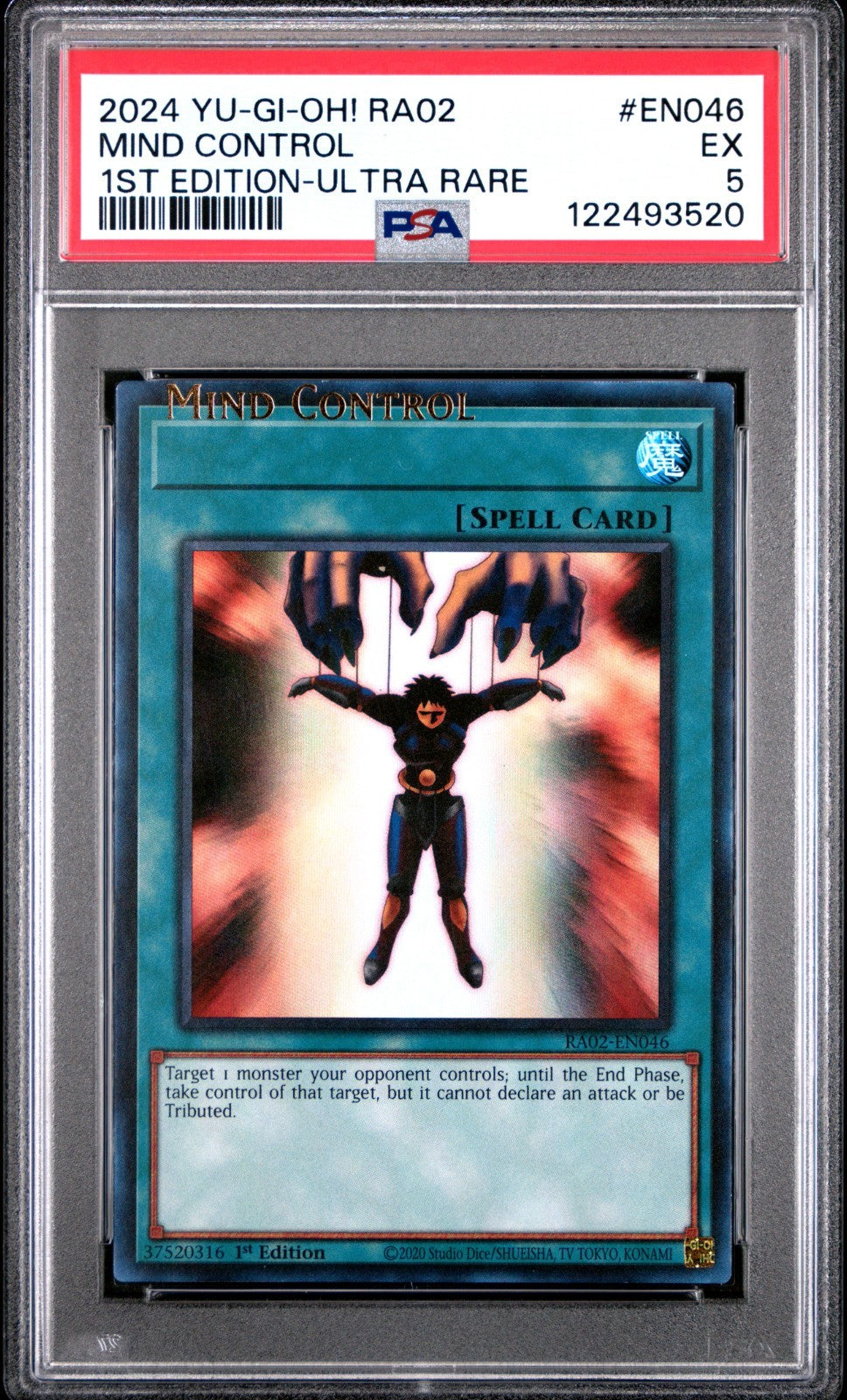 YuGiOh MIND CONTROL RA02-EN046 1st ED ULTIMATE RARE NAME SHIFT MISPRINT PSA 5