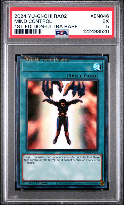 YuGiOh MIND CONTROL RA02-EN046 1st ED ULTIMATE RARE NAME SHIFT MISPRINT PSA 5