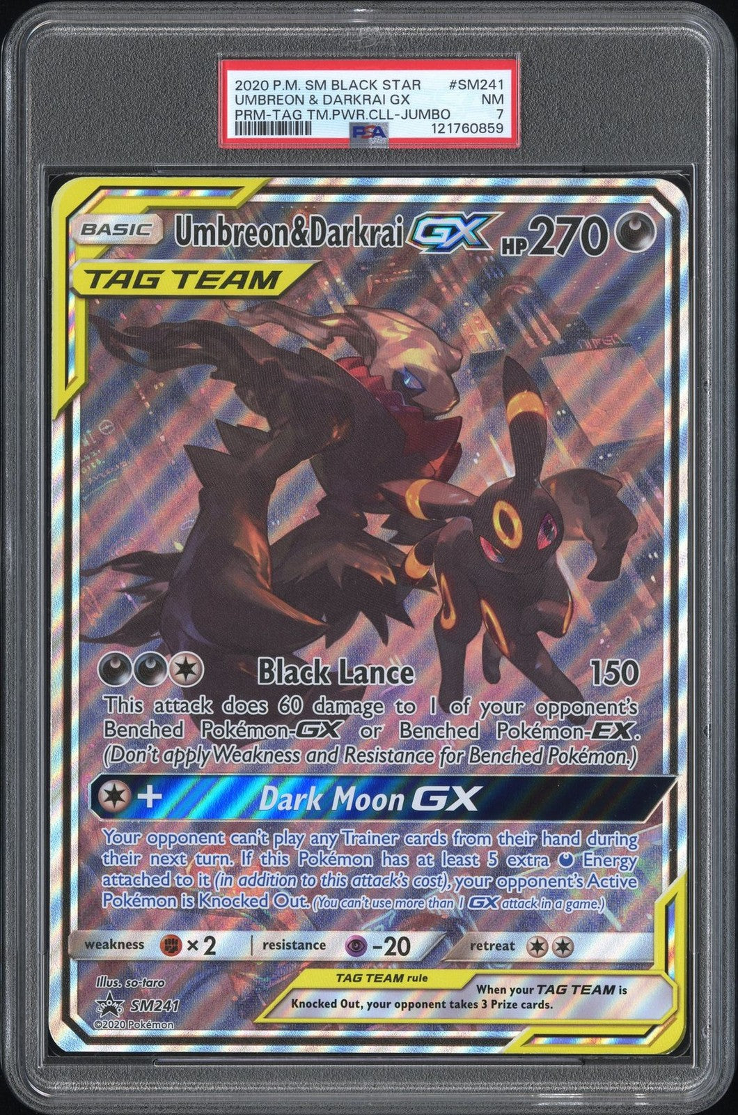Umbreon & Darkrai GX SM241 Tag Team Sun & Moon JUMBO PSA 7 #2