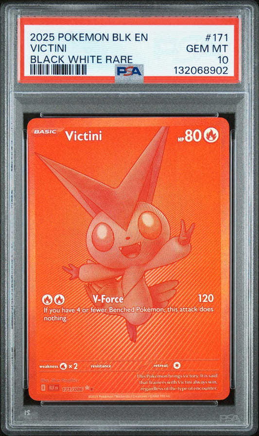 Pokemon 2025 Victini 171/086 Black White Rare Black Bolt GEM MINT PSA 10