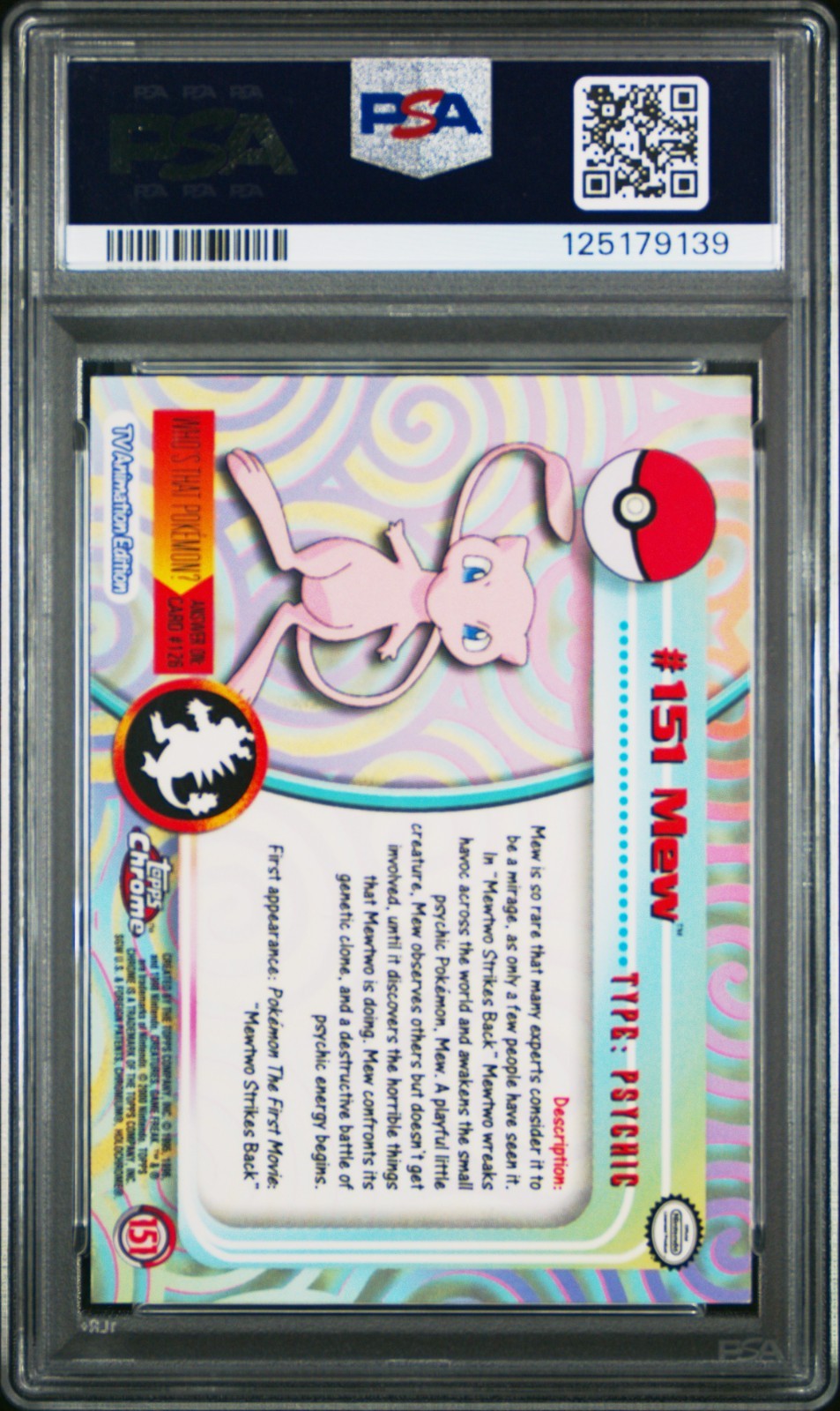 2000 Topps Chrome Pokemon TV Mew #151 Holo PSA 8 NM-MT