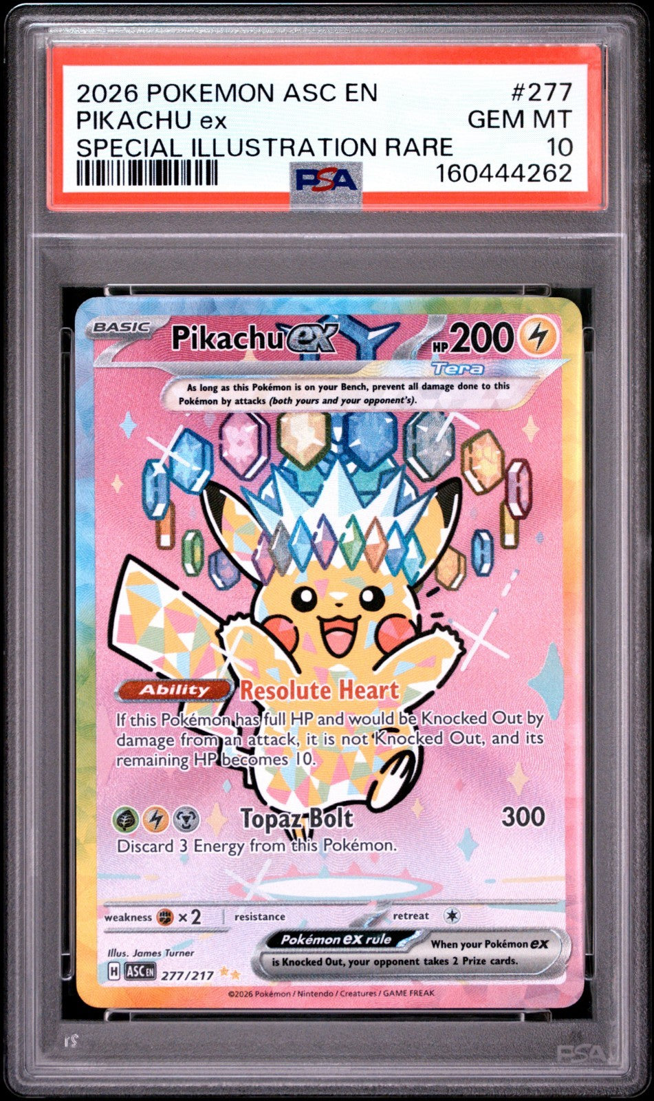 2026 Pokemon ASC EN Special Illustration Rare #277 Pikachu ex PSA 10