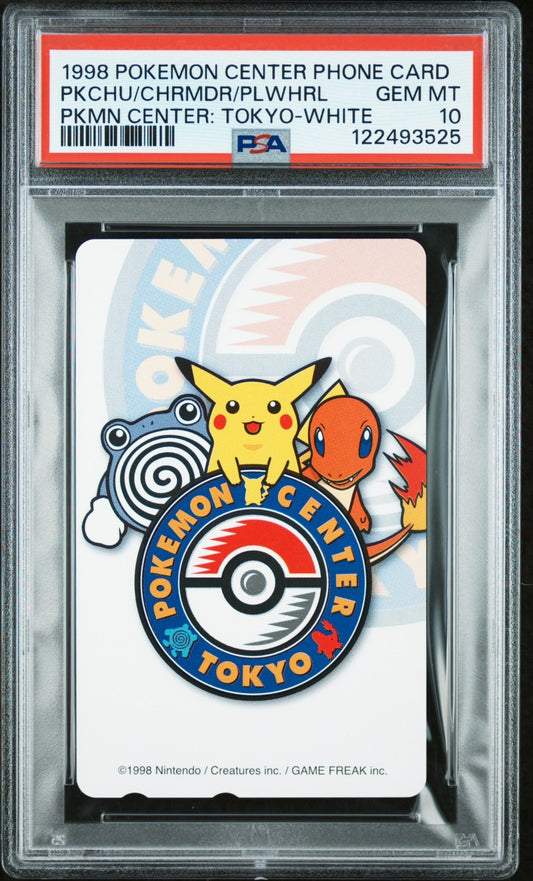1998 PSA 10 Pokemon Center Japan Phone Card Pikachu Charmander Poliwhirl White