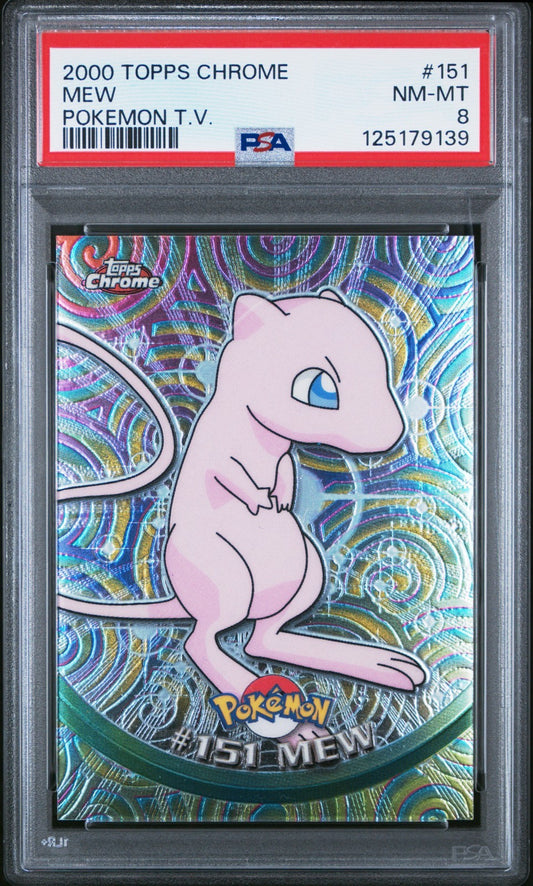 2000 Topps Chrome Pokemon TV Mew #151 Holo PSA 8 NM-MT