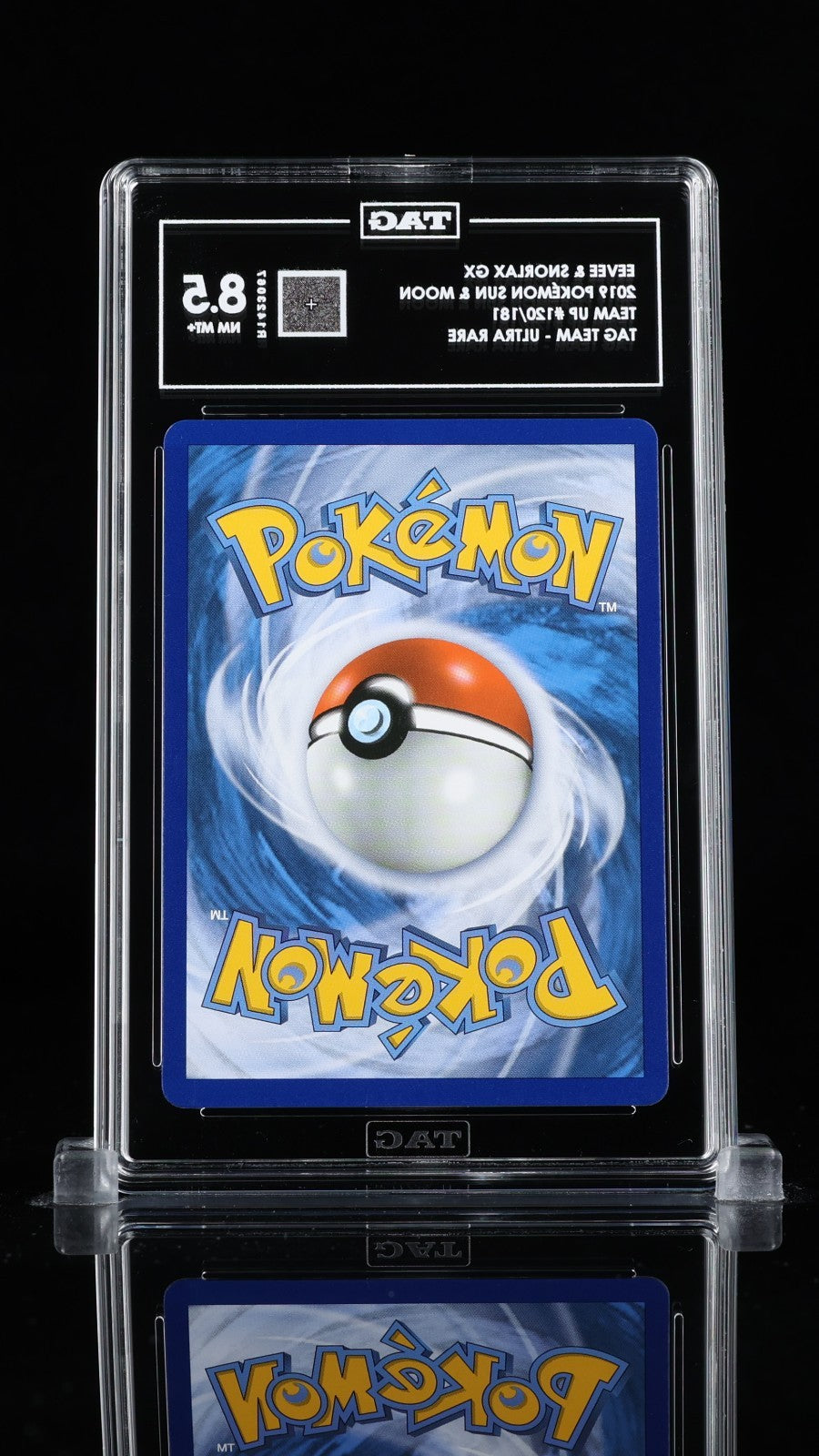 Pokemon Eevee & Snorlax GX 120/181 2019 Pokemon Team Up Tag Team TAG 8.5